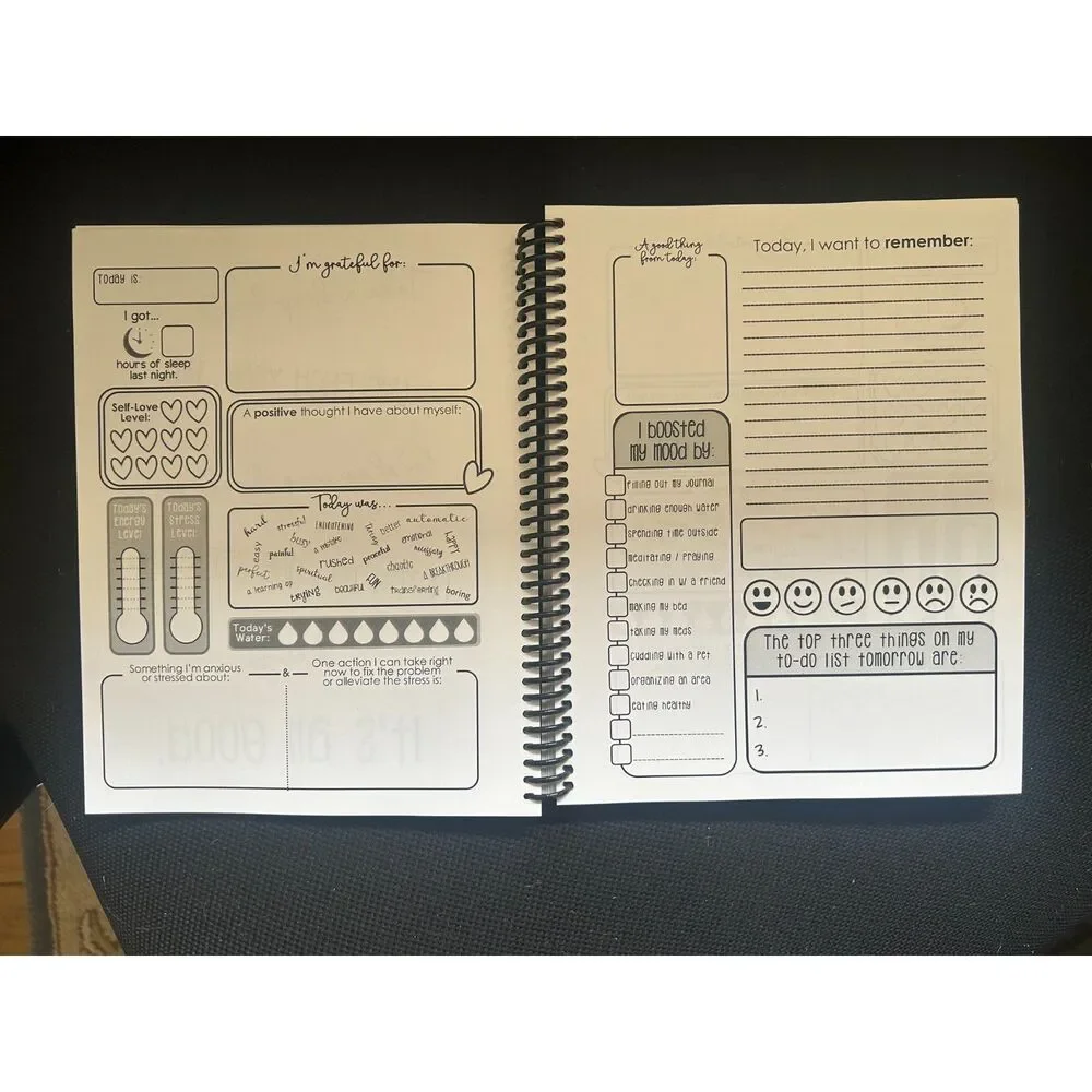 Wellness Daily Gratitude Journal MessyNessyDesigns Tracker Self Care Notebook